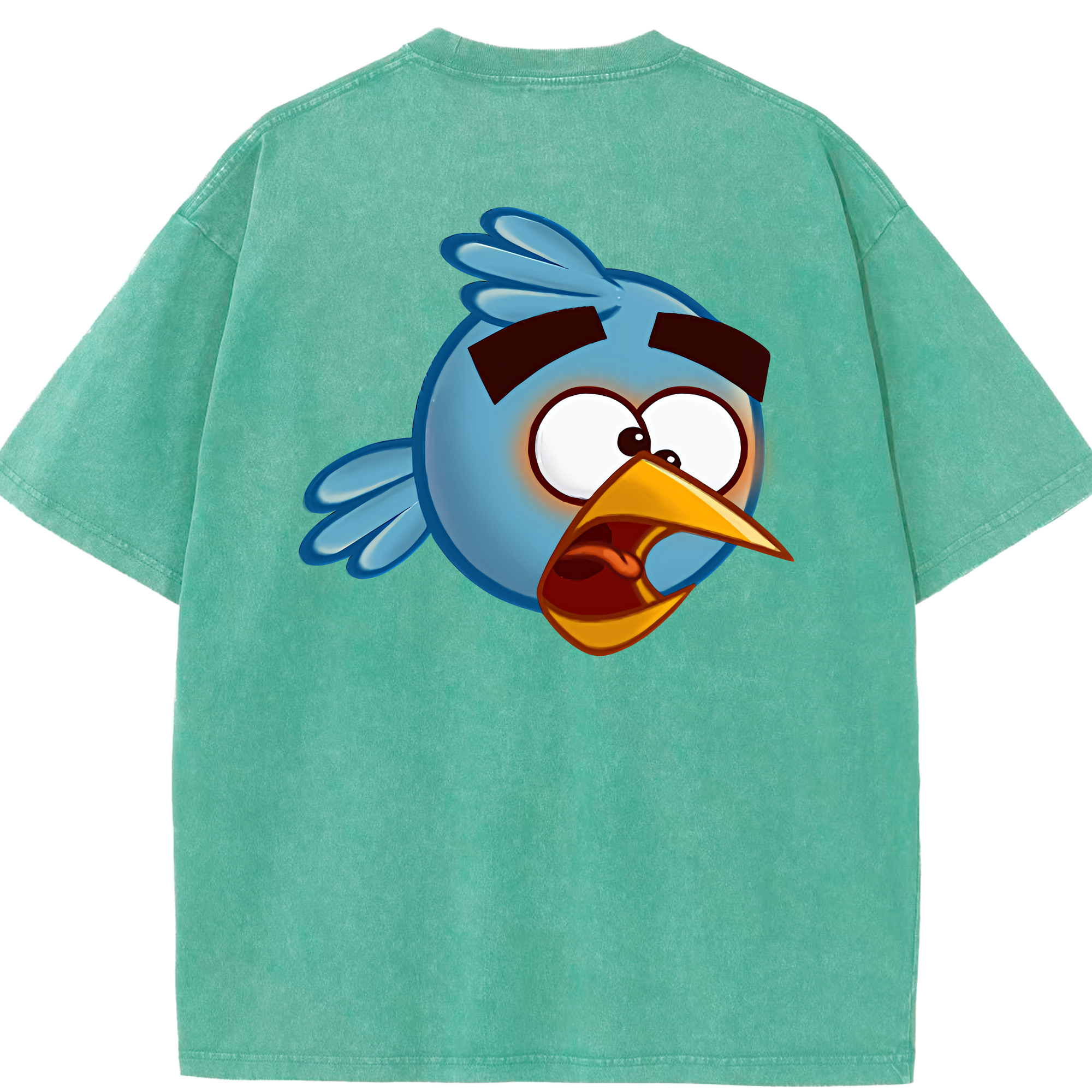 （画像用） Angry Birds アングリーバード 綿100% ヴィンテージ風 半袖Tシャツ（背面プリント）